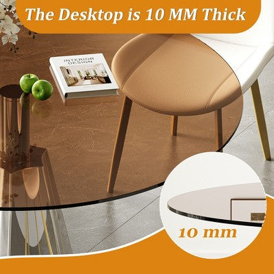 GDFStudio Lenhart Mid-Century 5 Piece Round Dining Set with 35 Glass Table and 4 Ergonomic Chairs