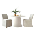 3-Piece Dining Room Table and Chair Set, 35 Round Table with Upholstered Slipcover Chairs for Breakfast Nook or Small Space-Panipeachy