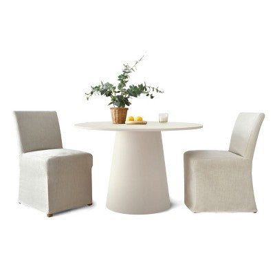 3-Piece Dining Room Table and Chair Set, 35 Round Table with Upholstered Slipcover Chairs for Breakfast Nook or Small Space-Panipeachy