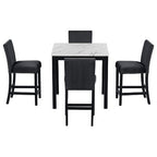 GDFStudio Danielle Modern 5 Piece Rubberwood Counter Height Dining Table Set with Velvet Upholstered Chairs