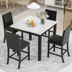 GDFStudio Danielle Modern 5 Piece Rubberwood Counter Height Dining Table Set with Velvet Upholstered Chairs