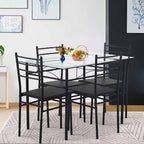 BestMassage 5 Piece Dining Table Set Modern Space-Saving Kitchen Table Set with 4 Chairs and Top Table Perfect for Small Apartments and Kitchens