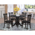 HomeStock Belmont 5 Piece Kitchen Table & Chairs Set Includes a Round Dining Room Table , Pedestal , 4 Solid Wood Seat Chairs, 42x42 Inch, Linen White