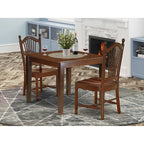 HomeStock 3-Piece Mahogany Finish Square Solid Wood Top Dining Table Set