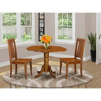 3-Piece Saddle Brown Finish Solid Wood Top - Dining Room Set - Seats 4