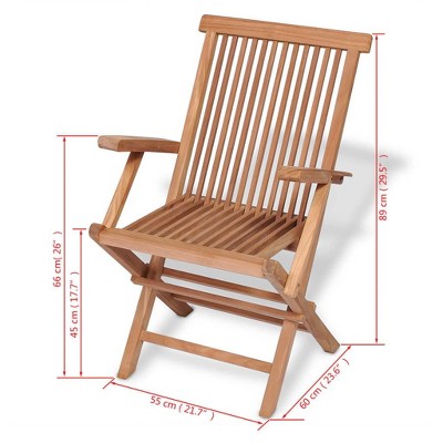 vidaXL Garden Table And Chair Warm wood color Solid Teak wood 5-Piece Set