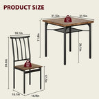 5 Piece Dining Table Set for 4 with Storage Rack, Metal and Wood Rectangular Dining Room Table Set for Kitchen, Dining Room, Dinette,Rustic Brown