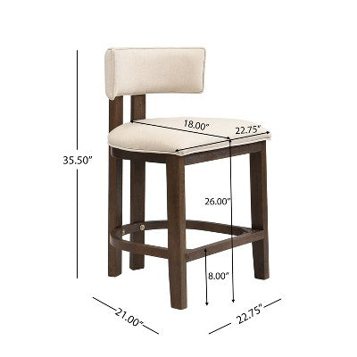 Christopher Knight Home Johnson 3 Piece Farmhouse Rubberwood Upholstered Counter Height Dining Chairs with Fluted Table