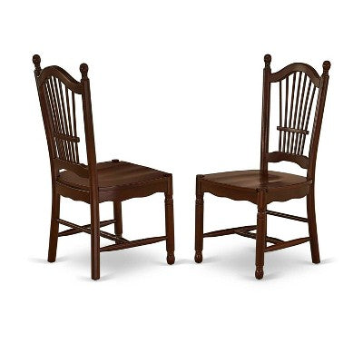 HomeStock 5-Pc Mahogany Finish Solid Wood Top-Rectangular Dining Room Set with Butterfly Leaf-Seats 4