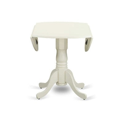 HomeStock Linen White Round Dining Table Set with 4 Chairs Modern Style DLAS5-WHI-41