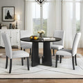 5-piece Round Dining Table Set Dining Set with 4 Upholstered Chairs for Dining Room, Kitchen and Living room, Beige/Black/Gray/White-ModernLuxe