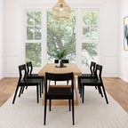 Plank+Beam 72 Classic Solid Wood Dining Table Set, Walnut Wirebrush, + 6 Chairs