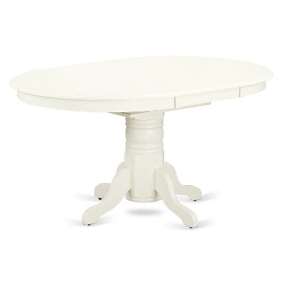 Asian Rubber Wood 7 Piece Oval Dining Table Set Linen White Kitchen Set