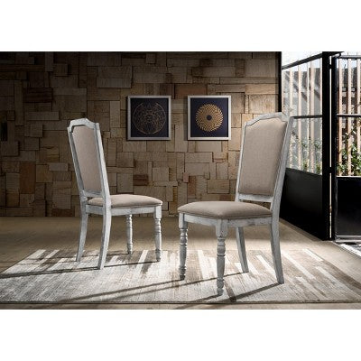 Roundhill Furniture Iris Wood Dining Set, Weathered White, 5-Piece