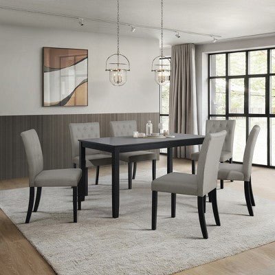 ChaletPosh 7 Pieces Dining Set with Linen Cover Dining Chair