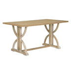 6 PCS Retro Dining Table Set, Rectangular Table with Unique Legs and Upholstered Chairs-ModernLuxe