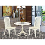 3-Piece Linen White Finish Solid Wood Top - Dining Room Set - Seats 4