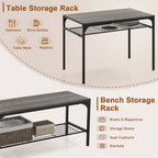 Costway Dining Table Set for 4 Rectangular Table with 2 Chairs, 1 Bench, Storage Racks Rustic Brown/Gray/Brown