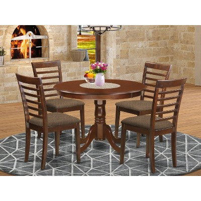 HomeStock Round Kitchen Dining Set Mahogany Mid-Century Style HLML5-MAH-W