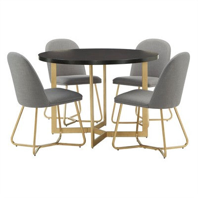 Karianne 4-Person Gold Metal Base Dining Set - iNSPIRE Q