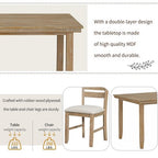 6-Piece Farmhouse Dining Table Set Dining Set with Rustic Dining Table, 4 High-back Dining Chairs and Bench, Natural Wood Wash/Gray-ModernLuxe