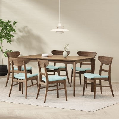 Christopher Knight Home Amesbury Wood and Fabric 7 Piece Dining Set