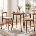Costway 3 PCS Counter Height Kitchen Table with 2 Bar Stools, Fabric Upholstered Seats