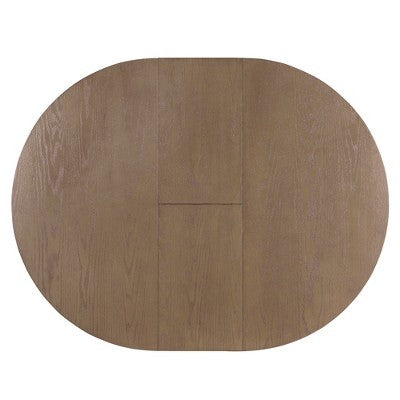 Farmhouse Extendable Round Dining Set for 4, Kitchen Dining Table Set with 4 Upholstered Dining Chairs for Dining Room