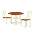 HomeStock 3-Piece Buttermilk and Cherry Finish Round Solid Wood Top Dining Table Set