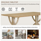 6 PCS Retro Dining Table Set, Rectangular Table with Unique Legs and Upholstered Chairs-ModernLuxe