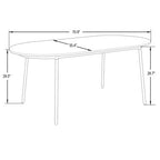 LeisureMod Tule 7-Piece Dining Set in Steel Frame with 6 Upholstered Seat Dining Chairs and 71 Oval Dining Table with Wood Tabletop
