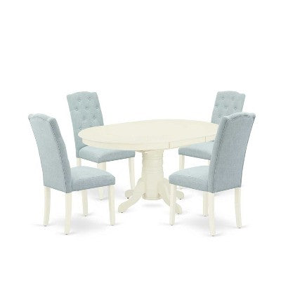 HomeStock 5 Piece Linen White Parsons Dining Set