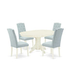 HomeStock 5 Piece Linen White Parsons Dining Set