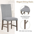 7 PCS Extendable Dining Set for 6, Dining Table Set with 6 Upholstered Dining Chairs, Mid-Century Style, Golden Brown+Gray-ModernLuxe