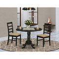 HomeStock 3 Piece Dining Set Round Table Linen Chairs Black Cherry