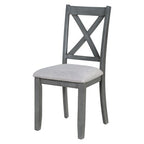 6 Piece Extendable Dining Table Set Dining Set Small Dinette Kitchen Table Set with Foldable Table, 4 Upholstered Chairs, Bench, Gray/Espresso-HABITRI