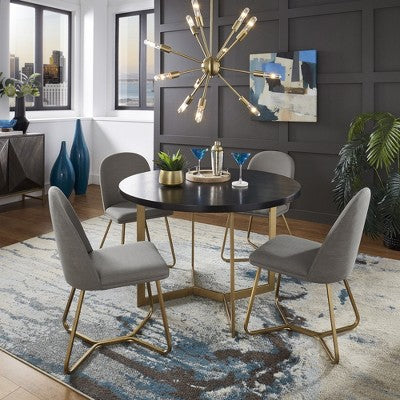 Karianne 4-Person Gold Metal Base Dining Set - iNSPIRE Q