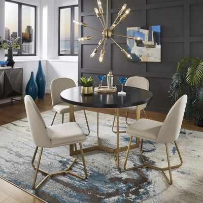 Karianne 4-Person Gold Metal Base Dining Set - iNSPIRE Q