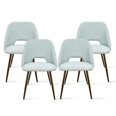 5 Piece Dining Set for 4 Round Walunut Dining Table with Metal Pedestal Base + 4 Upholstered Armless Chairs for Dining Room,Kitchen-Panipeachy