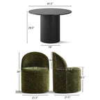 5-Piece Dining Table Set for 4, Modern Barrel Chair with Wheels and Chenille Upholstery, Black Round Pedestal Table-Panipeachy