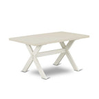 HomeStock 5-Piece Natural Oak Finish Solid Wood Top Dining Table with 4-Parson Chair