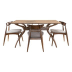 Christopher Knight Home Brevard Mid Century Modern Fabric Upholstered 5 Piece Dining Set