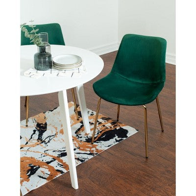 Aufurr Contemporary 3-Piece Dining Set, White Round Dining Table with 2 Chairs