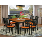 HomeStock 9-Piece Square Black & Cherry Finish Solid Wood Top Dining Table with 8-Chairs