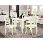 HomeStock 5-Pc Linen White Finish Solid Wood Top - Dining Room Set - Seats 4