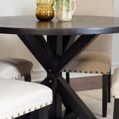 Roundhill Furniture Mytzi 5-piece Dining Set, Cross-Buck Dining Table with 4 Stylish Chairs