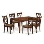 HomeStock 7-Piece Rectangle Mahogany Finish Solid Wood Top Dining Table with 6-Chairs with Cross Back