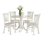 HomeStock 5 Piece Kitchen Table & Chairs Set Includes a Round Dining Room Table with Dropleaf and 4 Dining Chairs, 42x42 Inch, Linen White