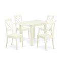 HomeStock 5-Pc Linen White Finish Solid Wood Top - Dining Room Set - Seats 4