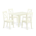 HomeStock 5-Pc Linen White Finish Solid Wood Top - Dining Room Set - Seats 4